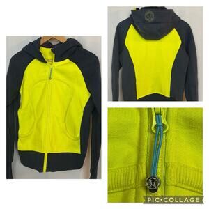 Lululemon Athletica Scuba Hoodie Navy/Yellow Size Tag Missing See Pictures